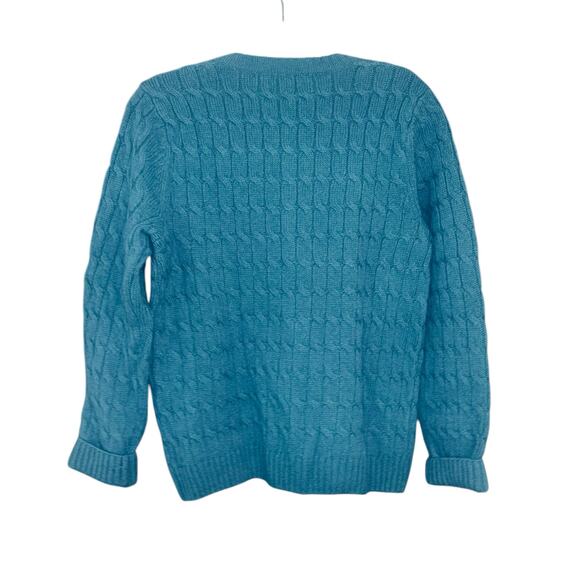 Appleseeds Wool Cable knit Cardigan Sweater S Blue Long Sleeve Vintage - Picture 5 of 12